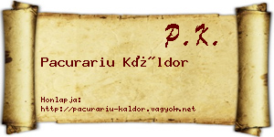 Pacurariu Káldor névjegykártya